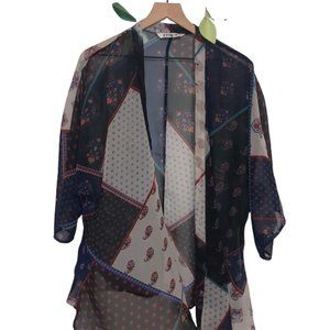 Paradigma Sheer Boho Cover Shaw with Abstract Paisley Detail Design Layering